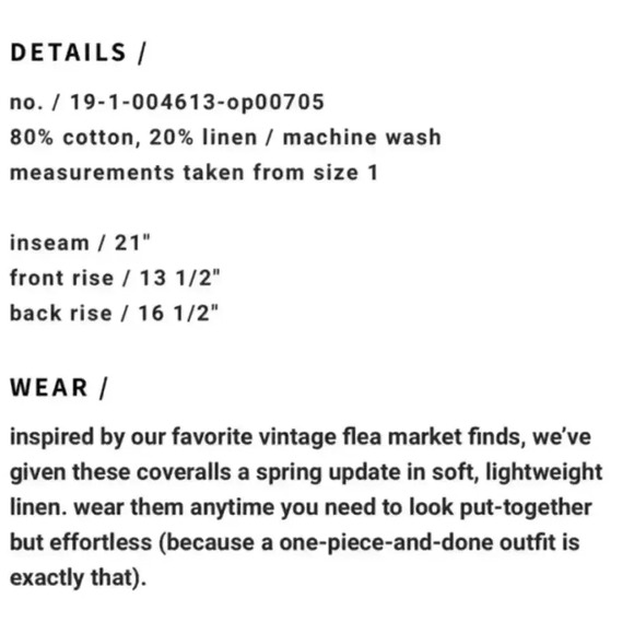 Current Elliot The Richland Coverall Size 0 (XS/S) NWT. - Picture 6 of 6